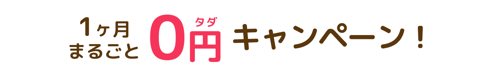 1ヶ月まるごと0円キャンペーン！